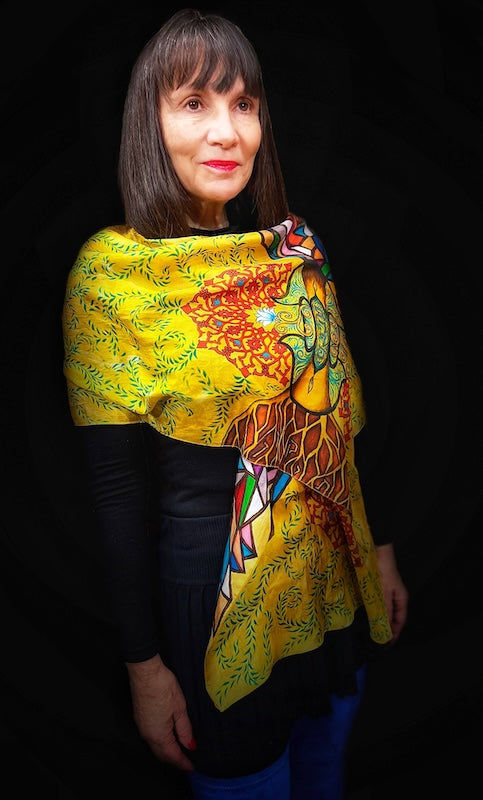 Tree of life silk shawl